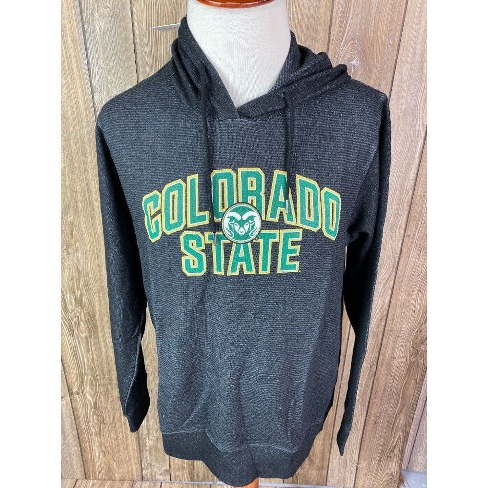 Camp David Mens Colorado State Rams Black Hooded Sweatshirt Size Large Green